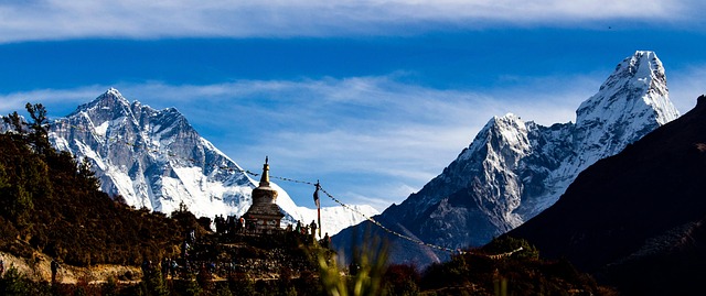 Everest Natural Wonders mountain landscape with snow peaks and clear sky