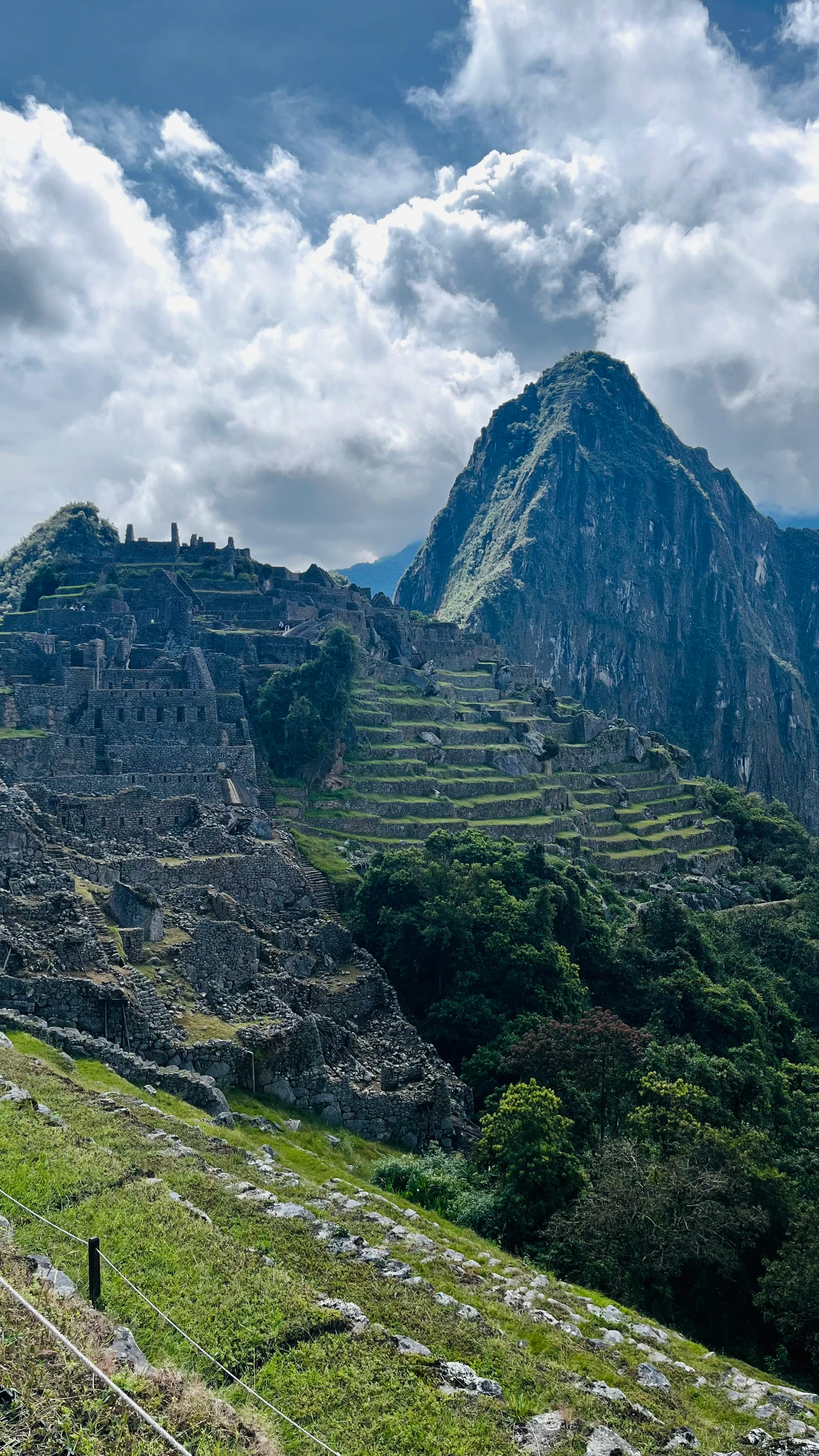 Ancient ruins in lush mountain landscape